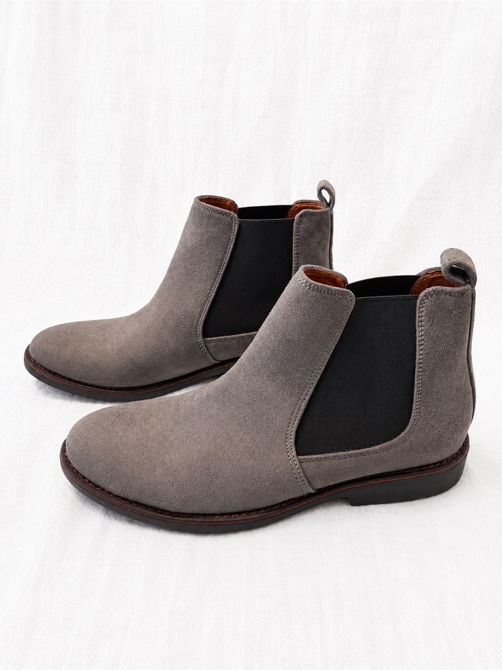 Suede Chelsea Ankle Boots in Grey